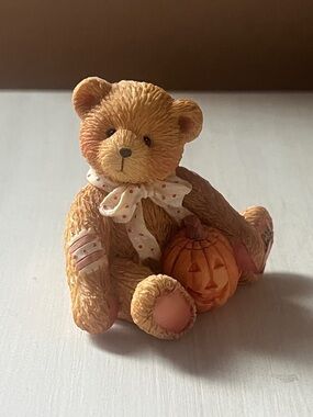 Cherished Teddies Oscar Bear Figurine with Pumpkin